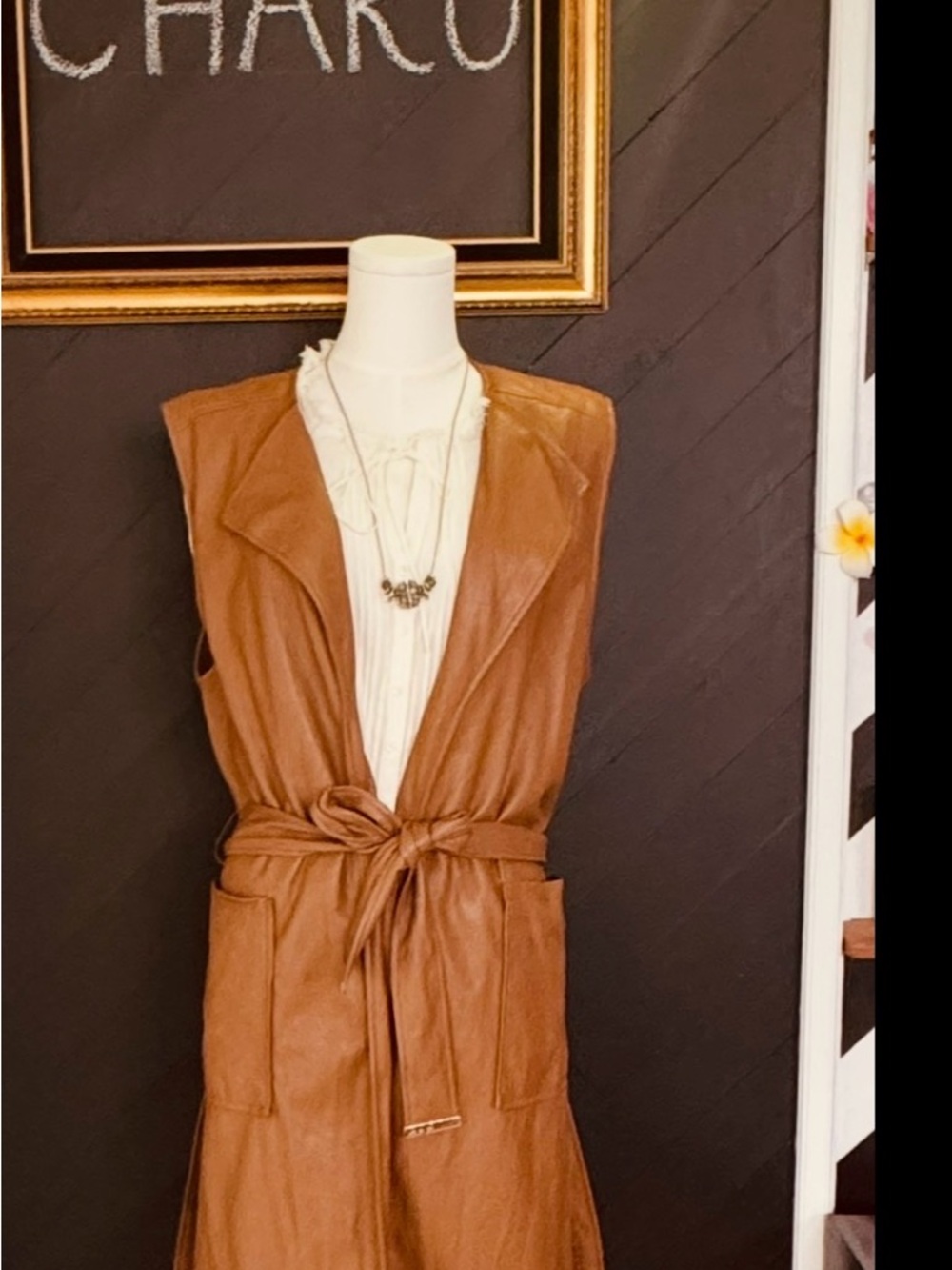 Marc New York Brown Sleeveless Leather Trench Vest - Picture 8 of 9